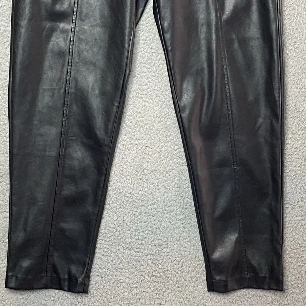 Gap Womens Black High Rise Vegan Leather Straight Pull-On Pants Size Medium Tall